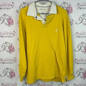 Nautica collared shirt long sleeve Yellow Long Sleeve Shirt with White Collar